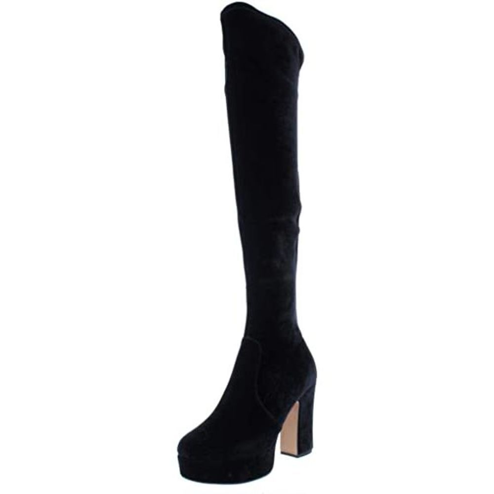 Avec Les Filles Linnea Over The Knee Boot Black Stretch Velvet Size 9.5 M
